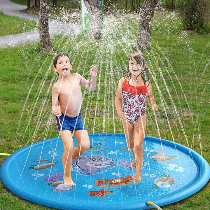170Cm Kids Inflatable Water Spray Pad Round Water Splash Play Pool (Fitness Outdoor Toy)