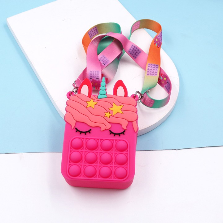 Bag For Kids Rainbow Pop Push Bubbles Cute Unicorn Silicone Creative Violet