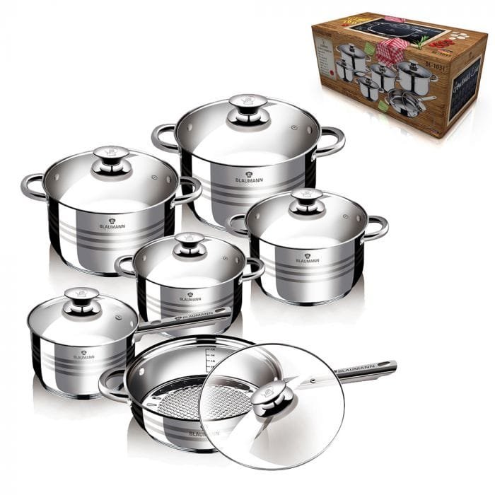 Σετ κατσαρόλες από ανοξείδωτο ατσάλι 12 τμχ Blaumann BL-1031 Gourmet Line