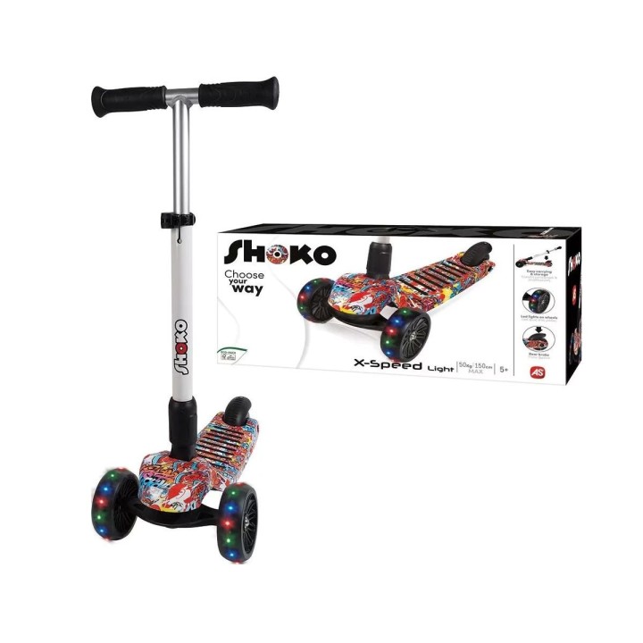 As Company Shoko Παιδικό Πατίνι X-Speed Light Με 3 Ρόδες Και Led Φως Fantasy Σχέδιο Σε Λευκό Χρώμα Για 5+