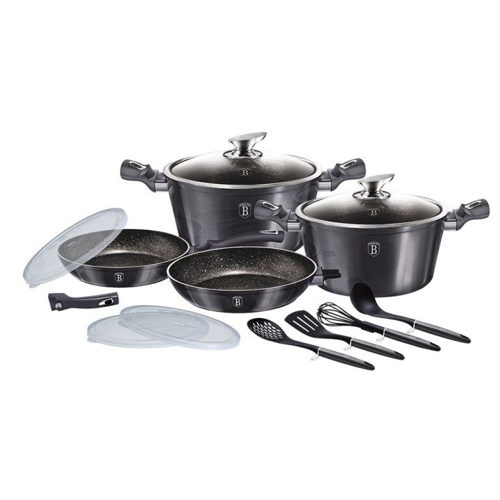 Berlinger Haus Metallic Line Σετ Μαγειρικά Σκεύη από Αλουμίνιο Carbon Pro Edition με Επίστρωση από Πέτρα BH-7059 13τμχ