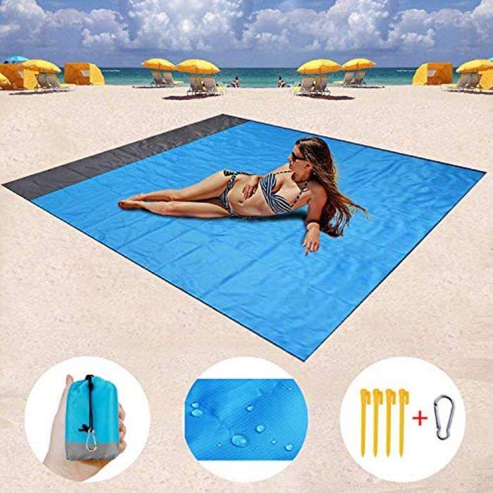 XXL parachute αδιάβροχο στρώμα παραλίας 200 x 200 cm - ΜΠΛΕ
