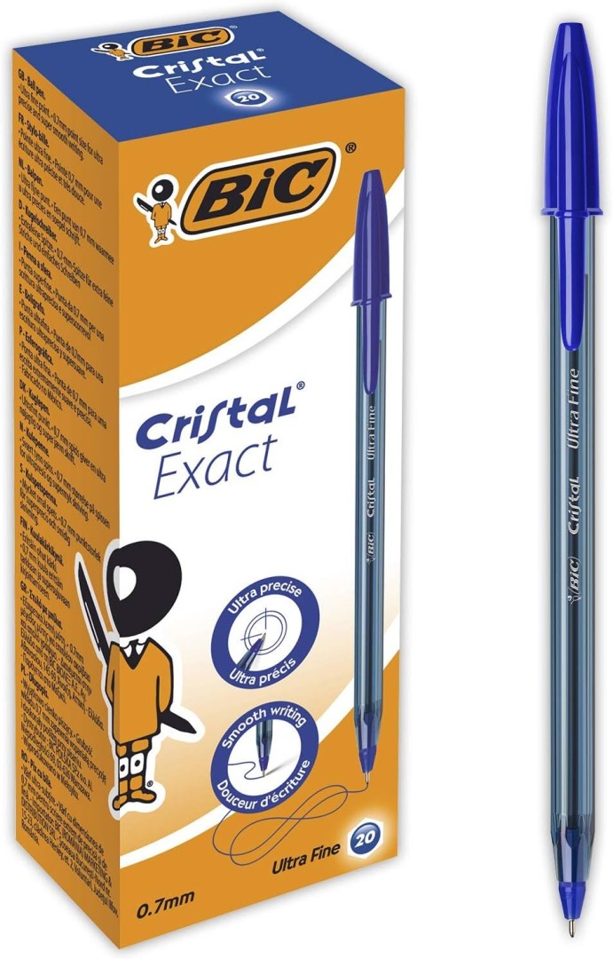 20 x Bic Cristal Exact Ultra Fine Ballpoint Pens 0,7mm Blue B-992605