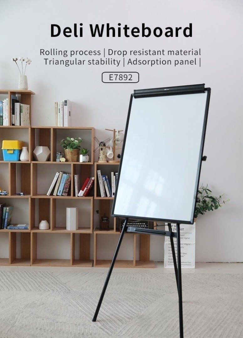 Deli E7892 Flip Chart Easel Whiteboard Tripod Stand 600x900mm 24inx36in