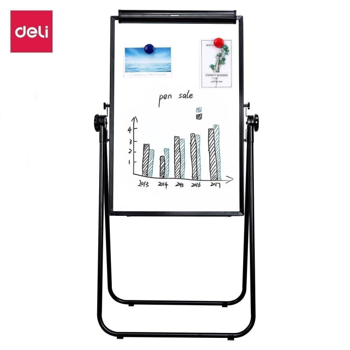 Deli E7891B Flip Chart Easel Whiteboard U Stand 600x900mm 24inx36in