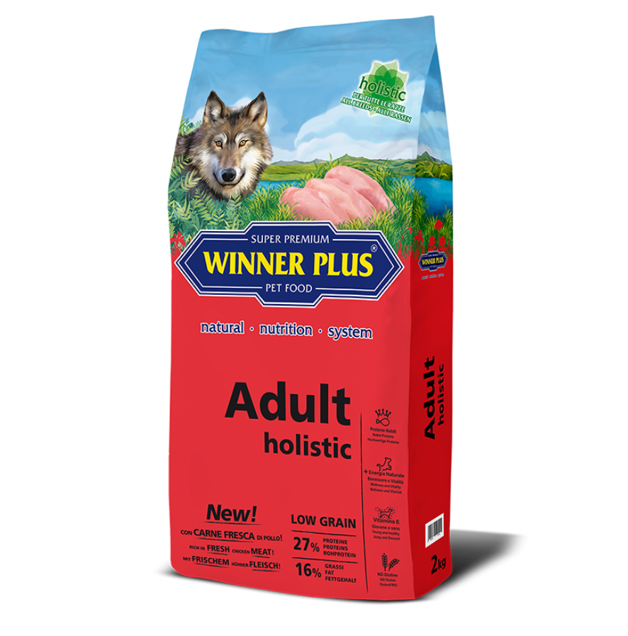 Winner Plus Adult Holistic 2Kg Ξηρά Τροφή Με Λίγα Σιτηρά Για Ενήλικους Σκύλους Με Κοτόπουλο Και Ρύζι