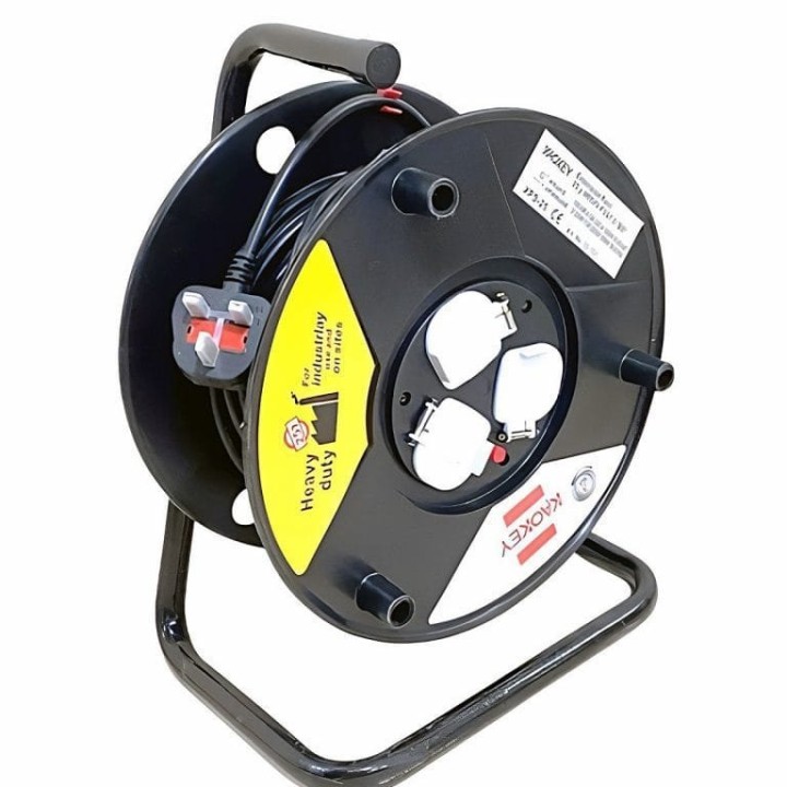 Heavy Duty Μπαλαντέζα Καρούλι 3 Θέσεων με Καλώδιο 50 Μέτρα Kaokey Extension Cable Reels Plastic 50Meter Heavy 1.5mm