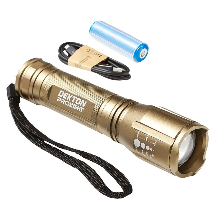 Dekton Επαναφορτιζόμενος Φακός LED Αδιάβροχος IP44 Διπλής Λειτουργίας με Μέγιστη Φωτεινότητα 400lm 350M DISTANCE DT50549