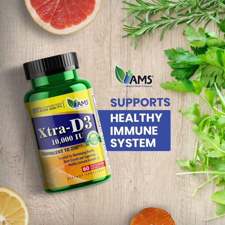 AMS® BITAMINΗ Χtra –D3 - Παρέχει την Συνιστώμενη Ημερήσια Αξία της Βιταμίνης του Ήλιου