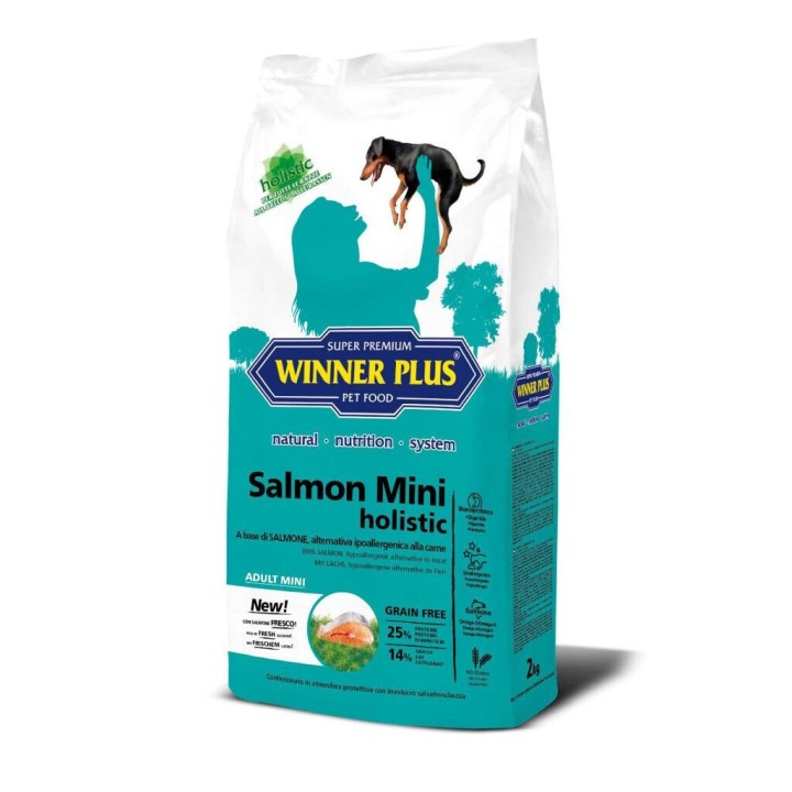 Winner Plus Salmon Mini Holistic 2kg Ξηρά Τροφή με Λίγα Σιτηρά για Ενήλικους Σκύλους Μικρόσωμων Φυλών με Σολομό