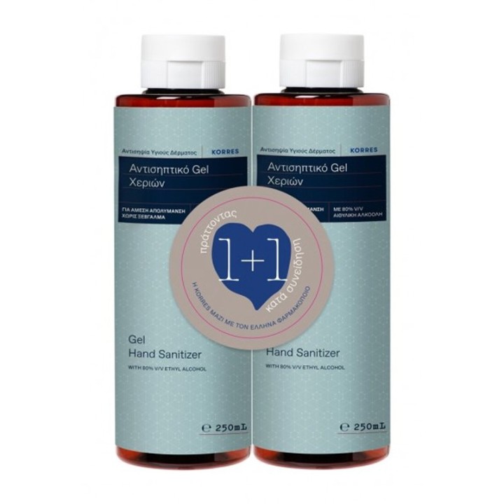 Korres 1+1 ΔΩΡΟ Αντισηπτικό Gel Χεριών, 2 x 250ml