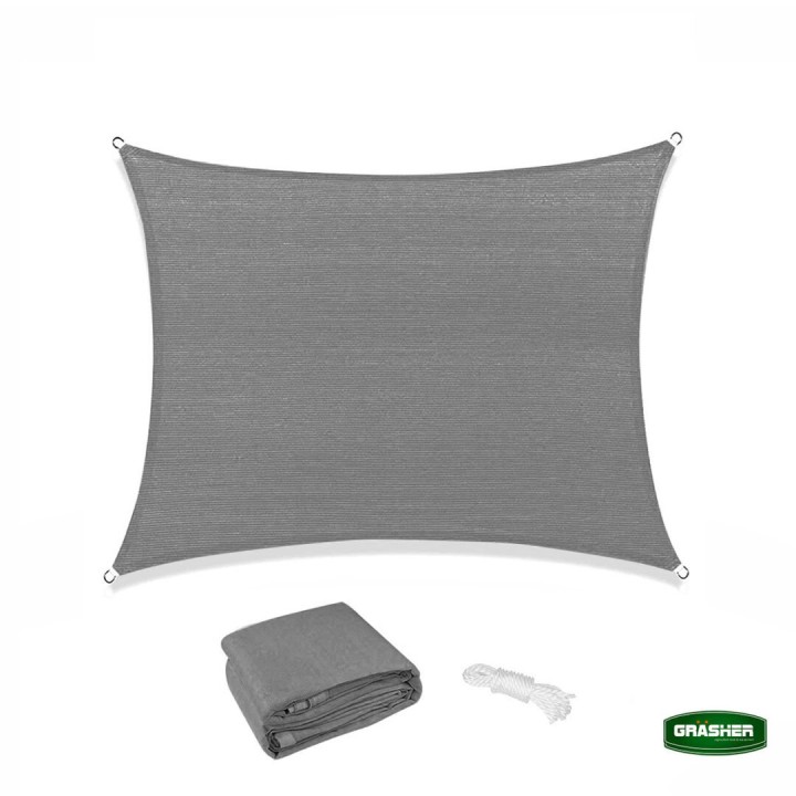 Grasher Τετράγωνο Πανί Σκίασης Γκρι 3.6x3.6m 180gr/m²