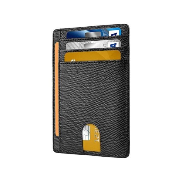 Slim Minimalist Leather Wallets Purse RFID Card Holder Credit Card Wallet for Men Women - Carbon