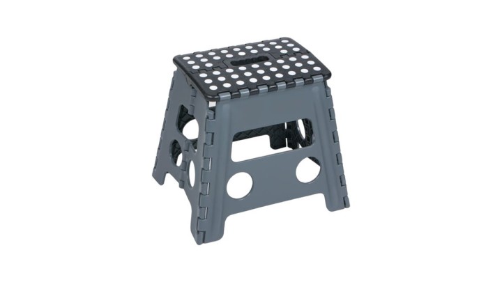 Πτυσσόμενο Σκαμπό Πλαστικό Γκρι Μαύρο 29X22X32 Cm