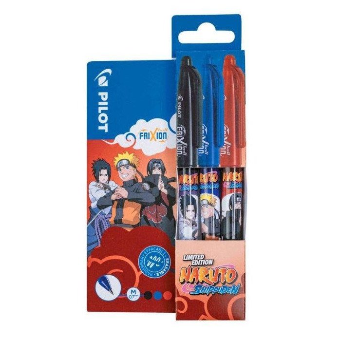1+1 FREE PILOT FRIXION CARDBOARD WALLET 3 BALL (0.7MM) B/L/R NARUTO LIMITED EDITION
