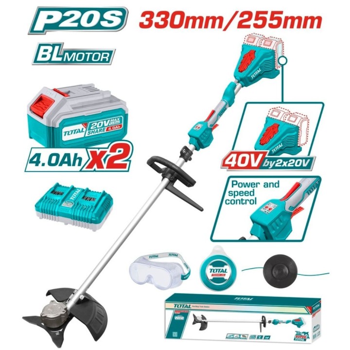 Total Χορτοκοπτικό Μπαταρίας Ώμου/Χειρός 20V 4Ah – 3kg TSTLI200285 με 2x Μπαταρίες 4Ah