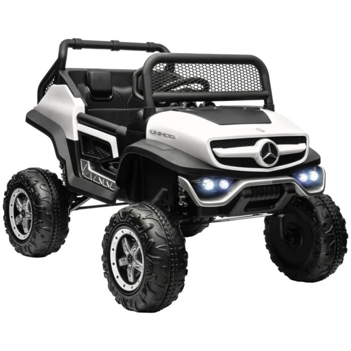 Licensed Mercedes-Benz Unimog Kids Electric Ride on Car with Remote Control Horn Light MP3 - White