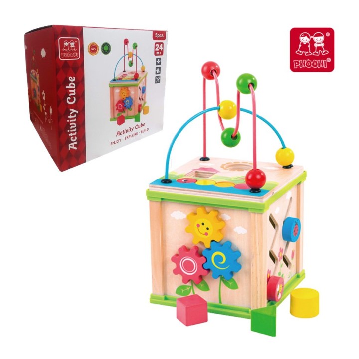 PHOOHI PH04D001 WOODEN ACTIVITY CUBE