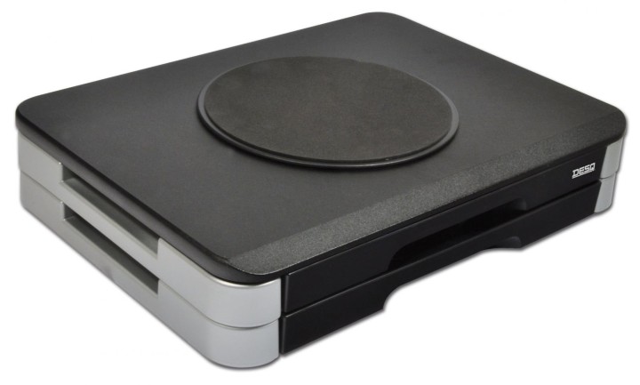 DESQ Rotating Monitor Riser With Drawers, Max 15Kg Black DSQ-1533