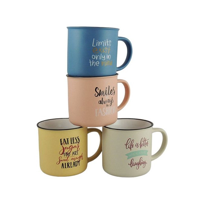 Σετ 4 χ Φλυτζάνια Cappuccino Rainbow 32cl - Set 4 Rainbow Mugs With a Quote 32cl