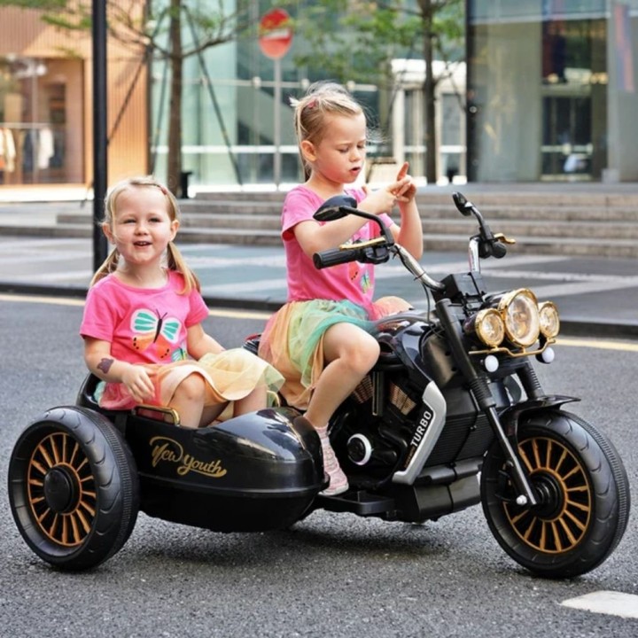 Παιδική Μηχανή Τύπου Γερμανική Duo Tron Choper Ηλεκτροκίνητη 12V Μαύρη