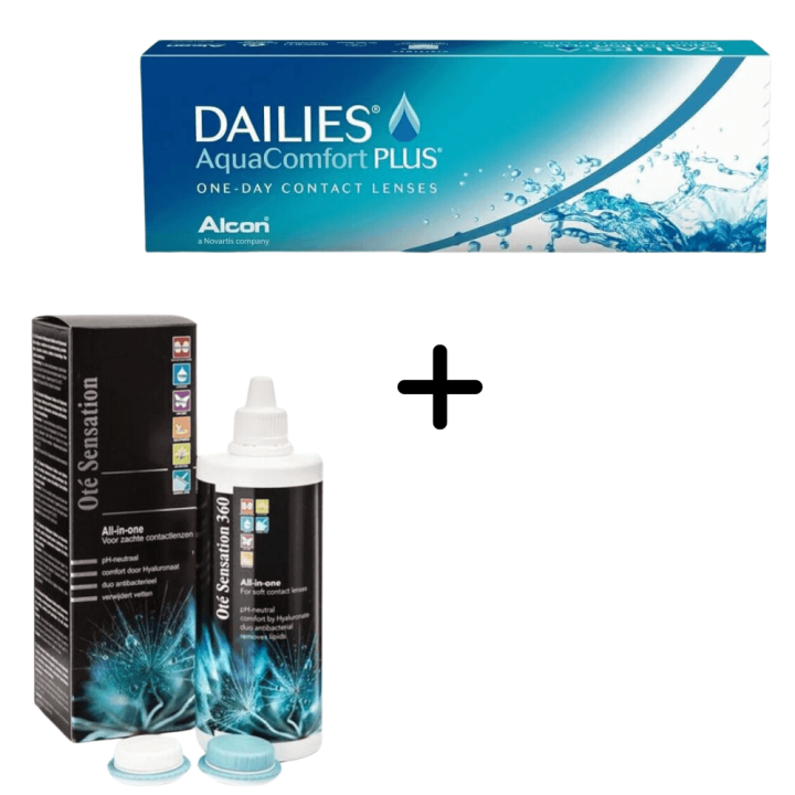 Dailies aqua comfort plus ημερησιοι φακοι επαφης (30 φακοι) + Υγρό All In One 360 ml