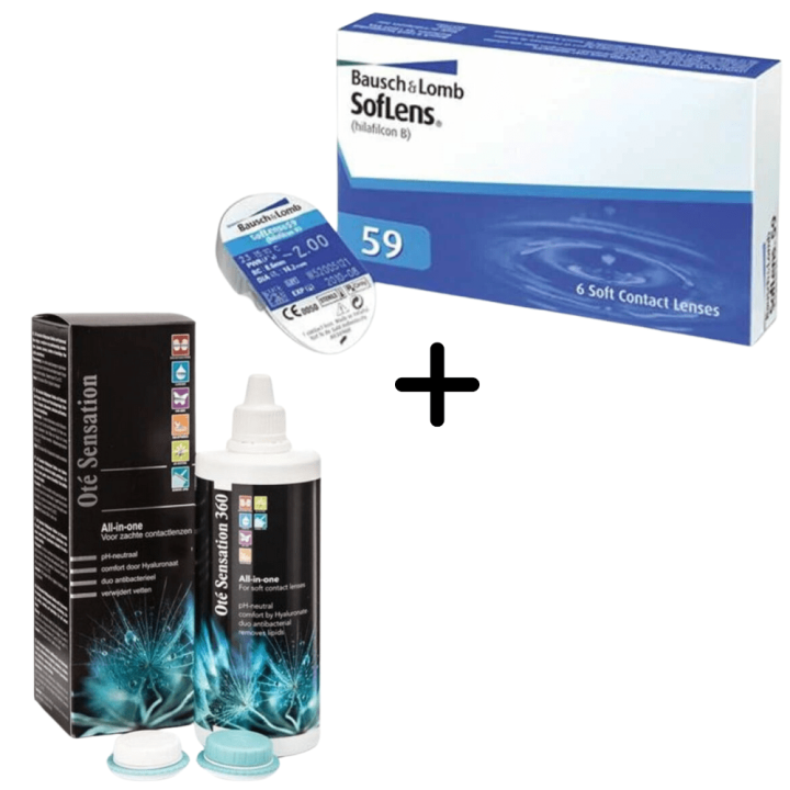 6 Μηνιαίοι Μαλακοί Φακοί Επαφής Soflens 59 + 1 Υγρό Διάλυμα Φακών Επαφής All In One 360ml