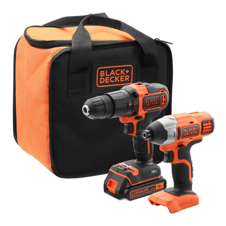 Black & Decker - Bck21S1S-Qw Σετ Κρουστικό Δραπανοκατσάβιδο + Παλμικό Κατσαβίδι 18V Σε Μαλακή Τσάντα