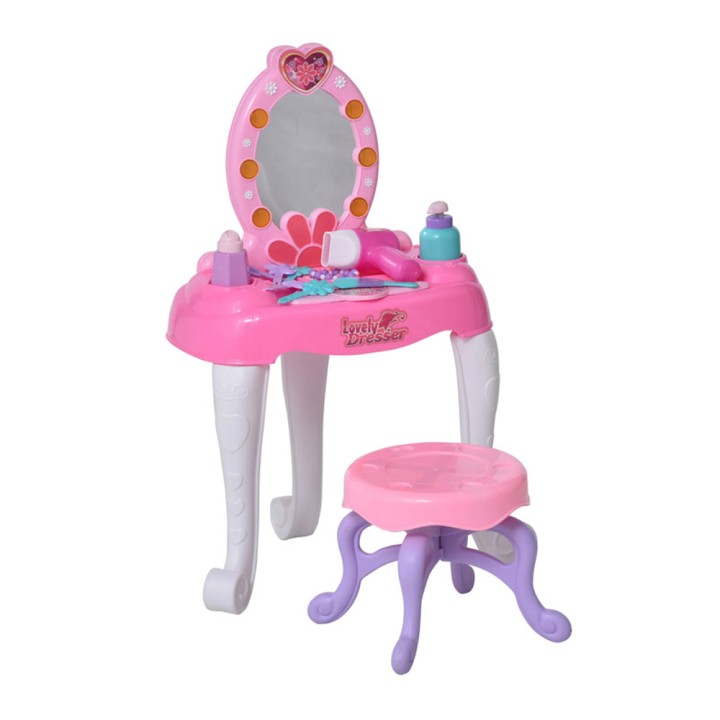 Παιδική Τουαλέτα Ομορφιάς Με Αξεσουάρ Και Σκαμπό 36 X 20 X 59.5 Cm Homcom 350-050