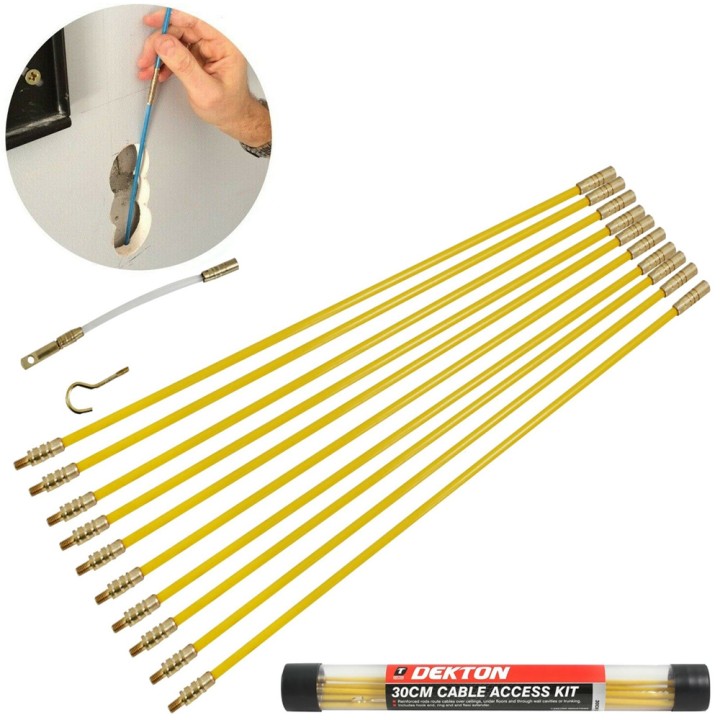Dekton 10 X 30Cm Cable Access Kit Electricians Pulling Puller Rods Draw Wires Dt95335