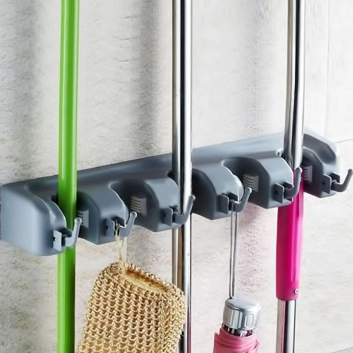 Κρεμάστρα Με 5 Υποδοχές Για Σκούπες Και Σφουγγαρίστρες Γκρι/Λευκό - 33759