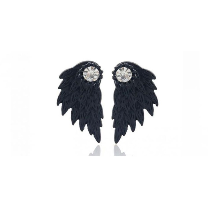Σκουλαρίκια Angel Wings Με Κρύσταλλα Swarovski - Χρώμα Black