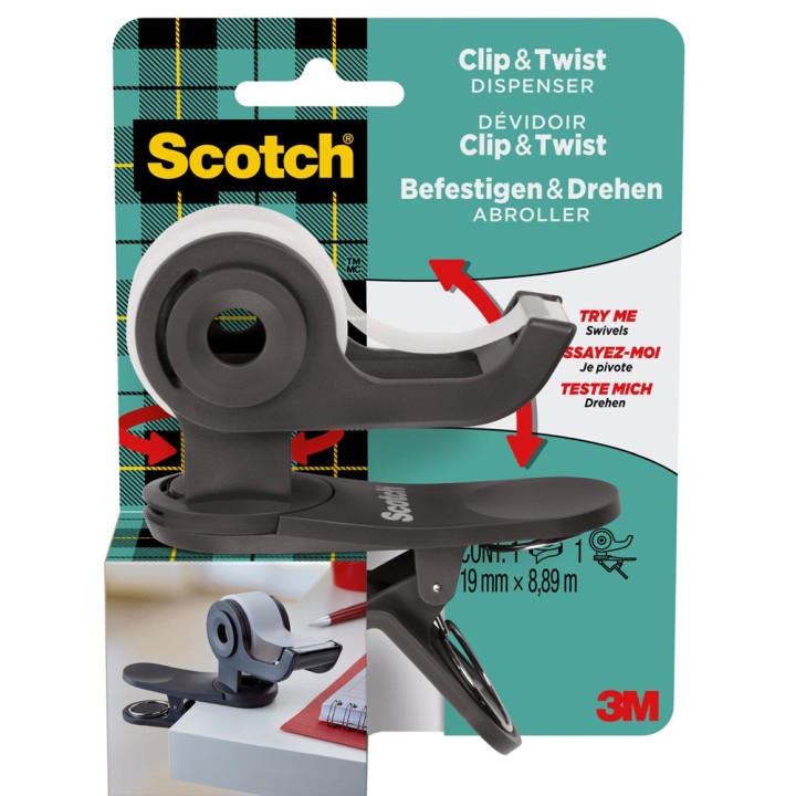 3M Scotch Clip &Amp; Twist Dispenser For 19Mm Tape 3M-C19-Clip-Cg