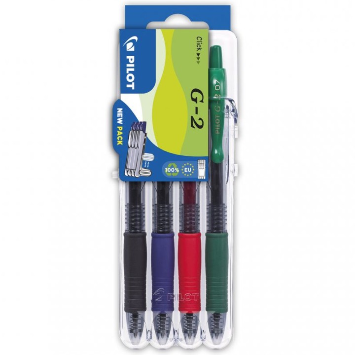 Pilot Set 2 Go (Plastic Case) - G2 0.7Mm X 4 Pens - Black, Blue, Red, Green Pil-S4/0551652