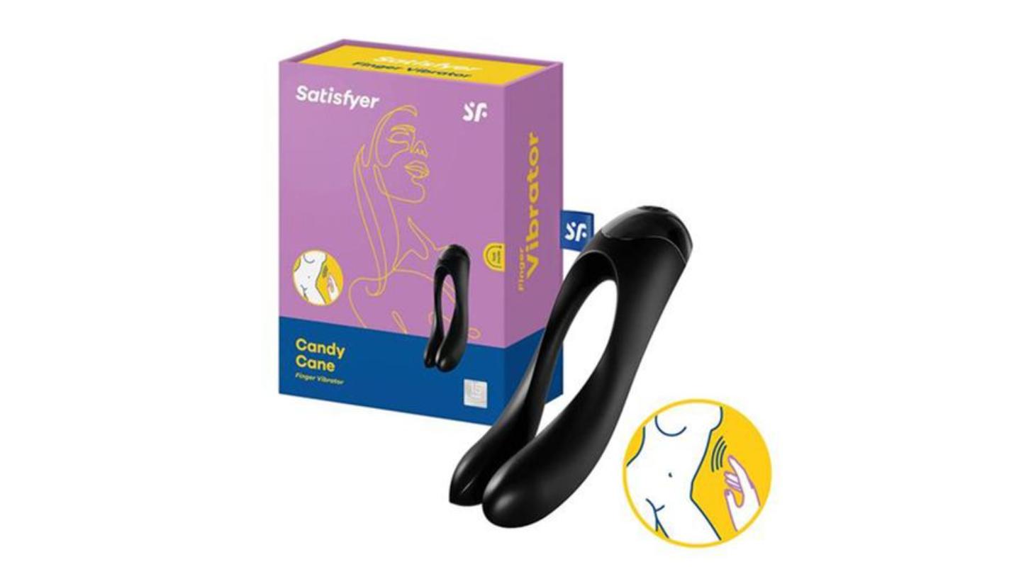 SATISFYER – CANDY CANE FINGER VIBRATOR BLACK