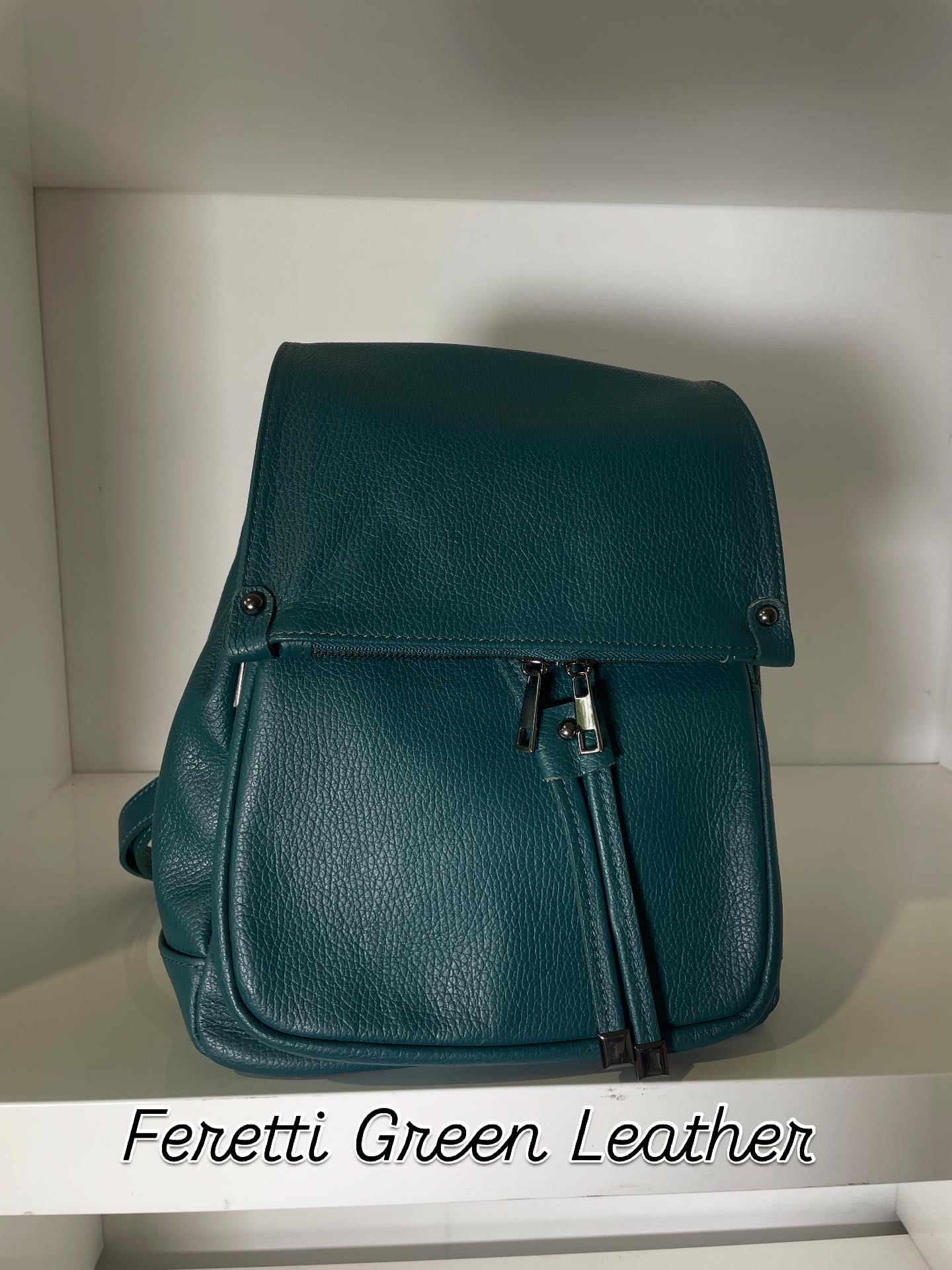 Feretti Green Leather Backpack
