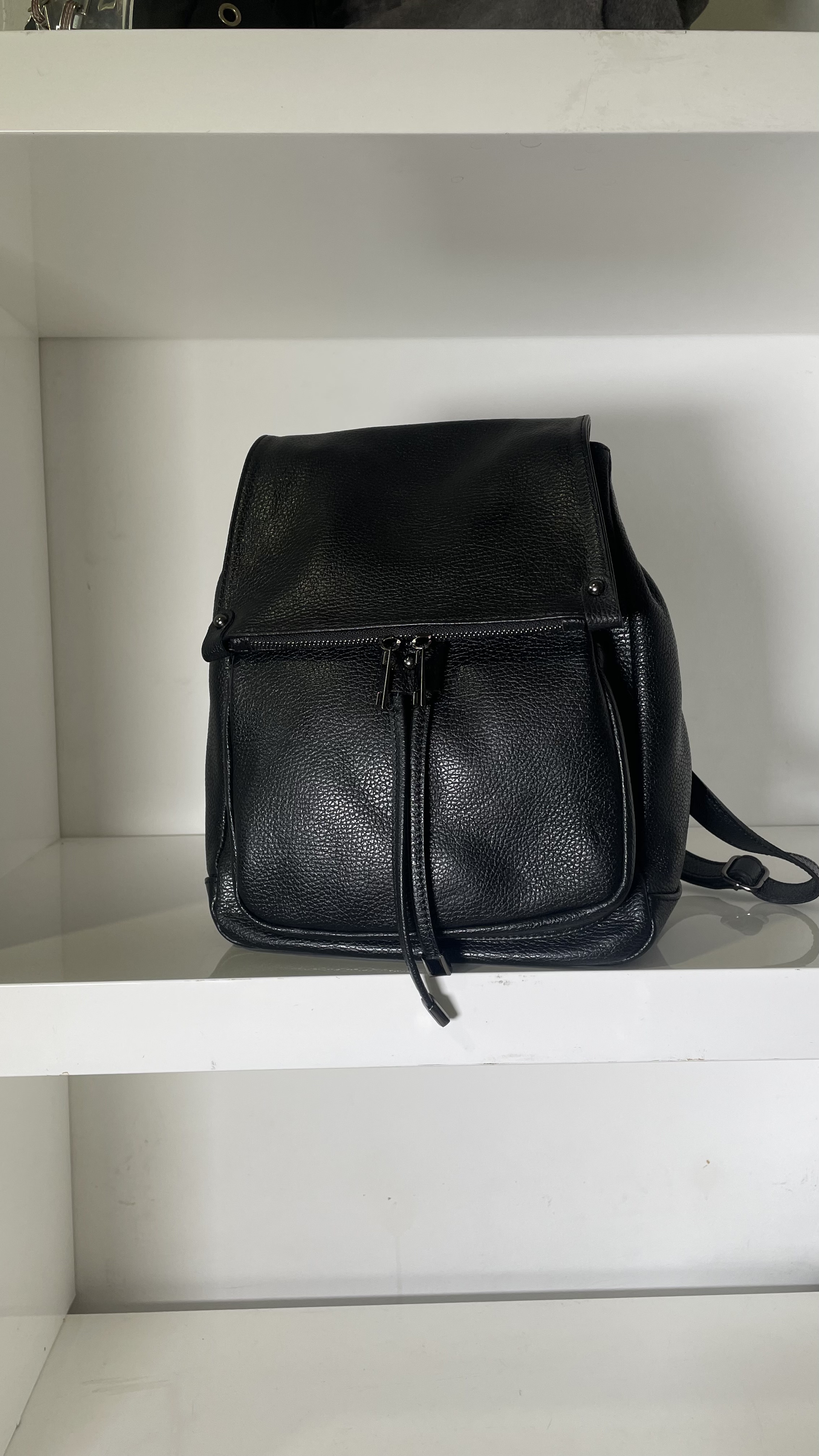 Feretti 2 Black Leather Backpack