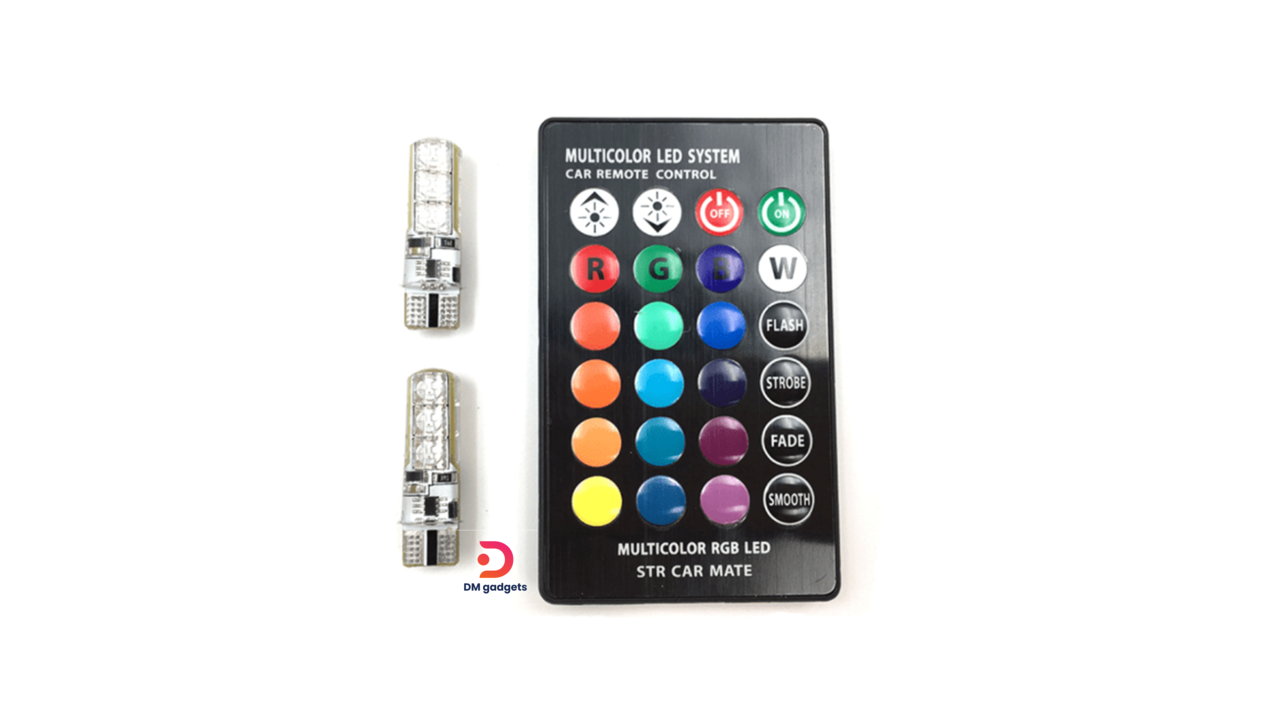 646B#CARFANS®T10-14040 MULTI Color LED System Car with Remote Controller RGB LED Interior Lighting STR Car Mate Socket
