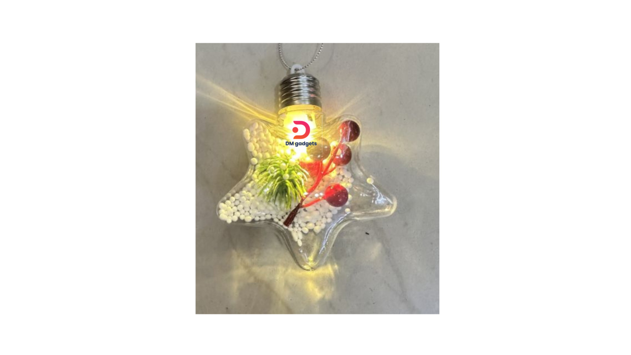 647C#DM®8cm Clear Plastic Christmas Star Ball Ornaments With Light X SET 3 PCS