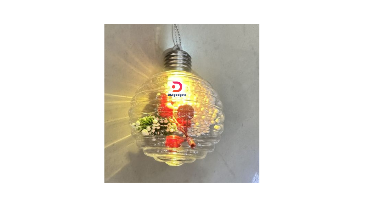 647D#DM®8cm Clear Plastic Christmas Ball Ornaments with Light X SET 3 PCS
