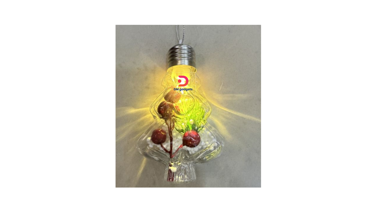 647E#DM®8cm Clear Plastic Christmas Tree Ball Ornaments with Light X SET 3 PCS