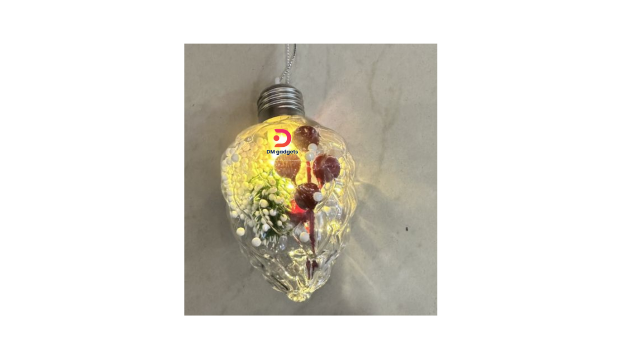 647f#DM®8cm Clear Plastic Christmas Pine Ball Ornaments with Light X SET 3 PCS