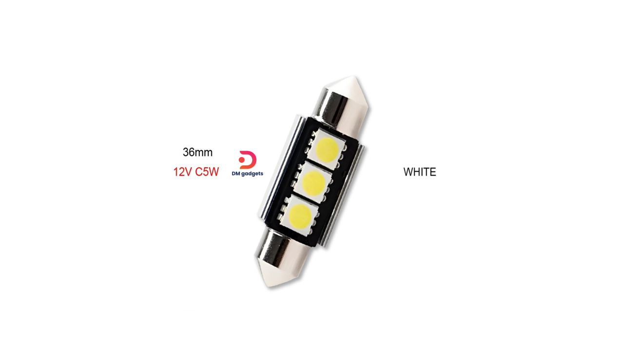 646N#CARFANS® LED 36mm bulb SV8,5 12V 3 LED CANBUS – White-10020