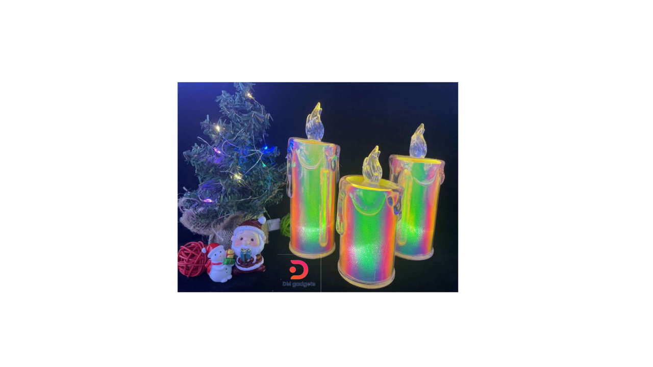 647H#DM®Multicolored illuminated Christmas candle 5.5×16.5cm