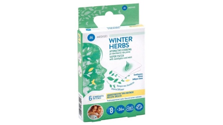 Medisei Winter Herbs Aromatic Patch With Eucalyptus & Mint, 6 Pieces