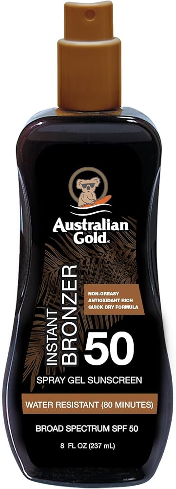 Australian Gold Instant Bronzer Spf50 Sunscreen Gel Spray 237Ml