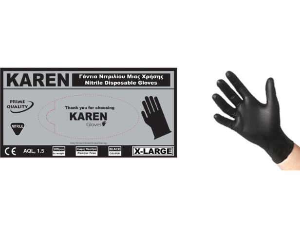 Karen Nitr Black Disposable Product Gloves Xl 100Pcs