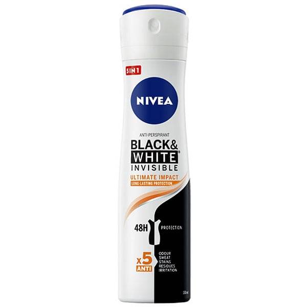 Nivea Black & White Invisible Ultimate Impact Spray Body Deodorant 150Ml