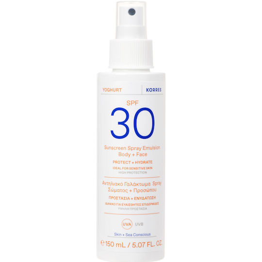 Korres Yoghurt Sunscreen Body & Face Emulsion Spray Spf30, 150Ml