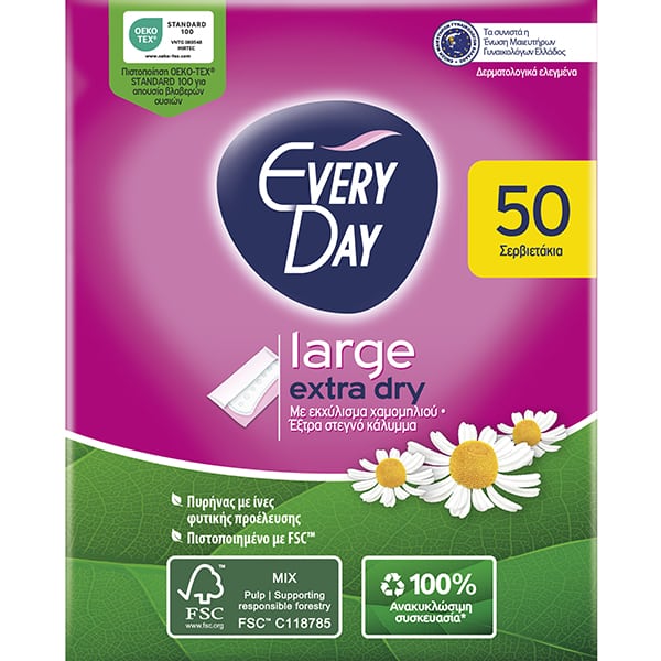 Every Day Extra Dry Pads Large 50s